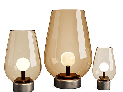 Modern Glass Table Lamps With Warm Tones And Metal Bases In Various Sizes 3d model
