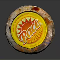 Spicy Sauce Glass Jar With Yellow Lid And Orange Content On Dark Background