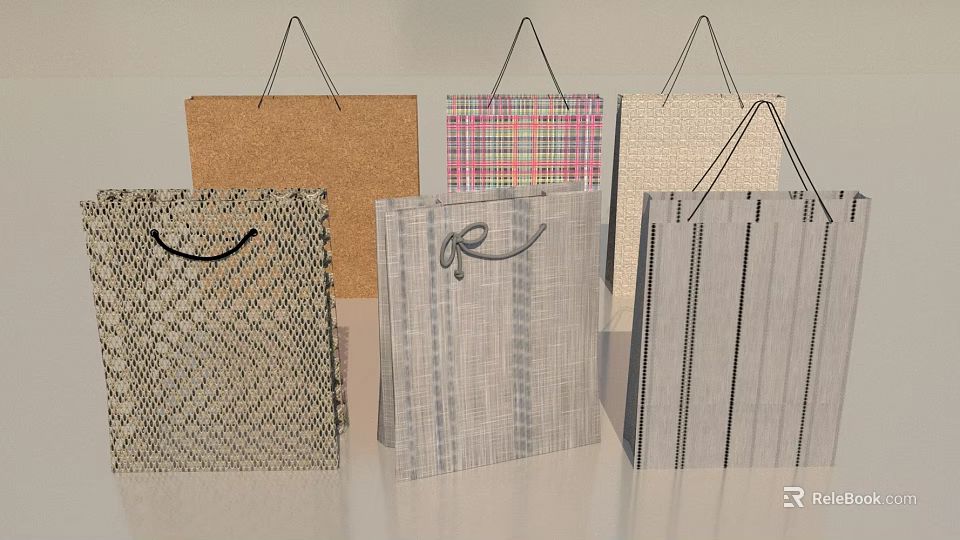 Household Shopping Bags for Daily Use with Various Designs and Materials 3d model 