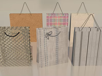 Household Shopping Bags for Daily Use with Various Designs and Materials 3d model