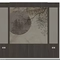 Natural Bedroom Accent Wall With Circular Tree Landscape And Textured Background 3d model