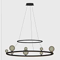 Modern Chandelier Featuring Circular Ring Design With Hanging Spherical Orbs For Interior 3d model