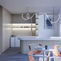Modern Office Interior With Long Work Desk White Chairs Computers Wooden Walls And Ceiling Lighting