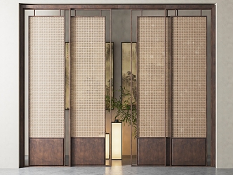 New Chinese-style sliding door 3d model