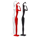 Modern Decorative Figurine Set Human Figure Sculptures in White Red Black Colors for Home Decoration