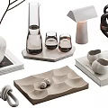 Modern Decorative Ornament Set with Vase Hourglass Cups Table Lamp and Sculpture on Trays
