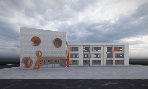 modern school building 3d model