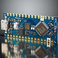 Blue Electronic Circuit Board With Integrated Chip USB Port And Components For Device 3d model