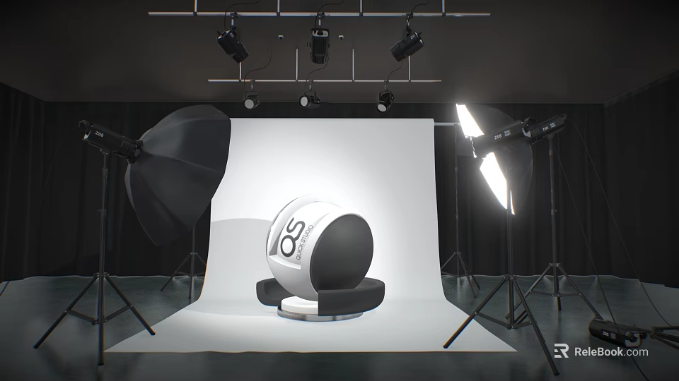 Photography Studio Setup With Lighting Softbox And Central Sphere Object Number 86 3d model 