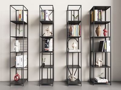 Nordic Vertical Bookshelf Corner Bookshelf Iron Bookshelf Floor Storage Rack Iron Storage Rack model