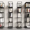 Nordic Vertical Bookshelf Corner Bookshelf Iron Bookshelf Floor Storage Rack Iron Storage Rack 3d model