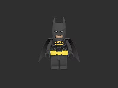 Batman Themed Building Block Figure With Black Cape Yellow Belt And Bat Logo 3d model