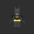 Batman Themed Building Block Figure With Black Cape Yellow Belt And Bat Logo