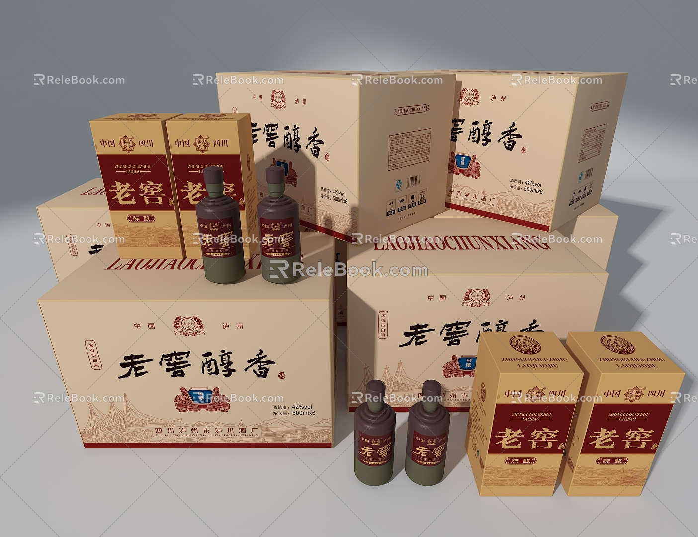 Liquor Luzhou Laojiao Liquor Packaging 3d model