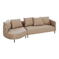 Beige Sectional Sofa With Multiple Cushions And Black Slim Legs Modern Design 3d model