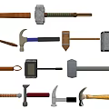 Various Types of Hammers Hardware Tools with Wooden Metal Handles for Construction Repair Work