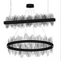 Modern Rose Gold Circular Chandelier With Transparent Glass Rings for Contemporary Interior Lighting Design