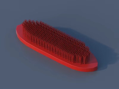 Red Oval Shaped Daily Necessities Brush With Dense Bristles And Smooth Base 3d model