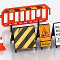 Traffic cone traffic barricade warning sign road construction 3d model