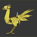 Yellow Polygonal Style Chicken Sculpture With Abstract Design And Decorative Art Elements 3d model