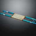 Medical Stretcher With Blue Frame And Striped Fabric Surface For Emergency Patient Transport