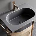 Contemporary Washbasin Design With Gray Basin Wooden Base And Metal Frame Interior