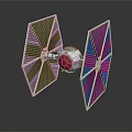Detailed Futuristic Cosmic Starfighter Model With Angular Wings And Red Fuselage