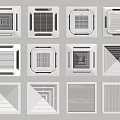 Various Square Air Conditioner Vents Displaying Diverse Grille Designs And Patterns 3d model