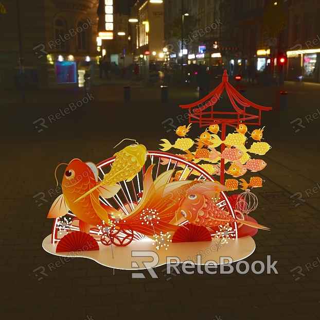 Dream Back to Datang Chinese Red Antique Night Scene model