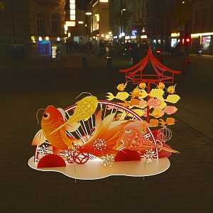 Dream Back to Datang Chinese Red Antique Night Scene 3d model