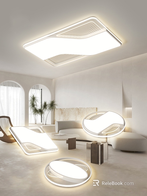 Ceiling Light In Modern Minimalist Living Room 3d model 