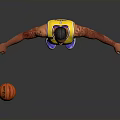 Man in Lakers Yellow Jersey Number 10 Standing with Basketball and Outstretched Arms