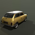 Classic Yellow Vintage Car With White Roof And Retro Exterior Design