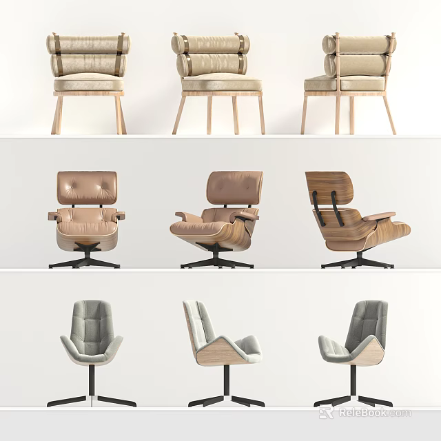 Modern Single Sofa Designs With Fabric Leather Upholstery And Swivel Wooden Legs 3d model 
