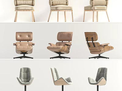 Modern Single Sofa Designs With Fabric Leather Upholstery And Swivel Wooden Legs 3d model