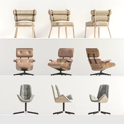 Modern Single Sofa Designs With Fabric Leather Upholstery And Swivel Wooden Legs 3d model