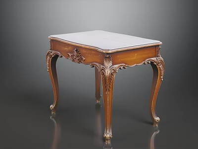 Classic Wooden Dining Table With Intricate Carved Legs And Light Colored Top 3d model