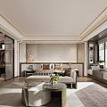 Modern Bedroom Featuring Open Walk-in Closet Sofa Marble Coffee Table Floor-to-Ceiling Window And Decorative Rug