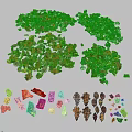Colorful Natural Garden Ornaments With Leaf Shaped Pinecones And Stone Decorations