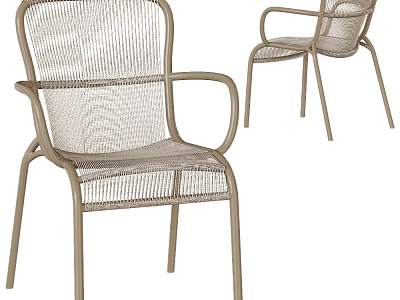 Modern Leisure Chair With Metal Frame And Woven Backrest Seat Design 3d model