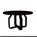 Modern Round Dark Wooden Dining Table With Unique Geometric Legs Design 3d model