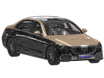 Luxury Sedan with Two Tone Black and Gold Exterior Front Grille and Black Alloy Wheels 3d model