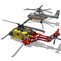 Two Different Helicopter Models Made With Colorful Plastic Building Blocks