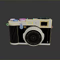 Retro Design Digital Camera With Silver Black Body And Classic Lens 3d model