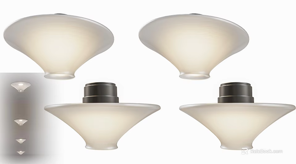 Four Modern Downlights With White Shade And Black Base For Interior Lighting 3d model 