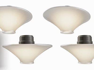 Four Modern Downlights With White Shade And Black Base For Interior Lighting 3d model
