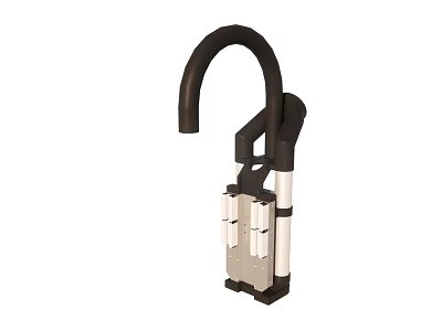 Industrial Mechanical Arm Equipment With Black Curved Arm And Metal Support Structure 3d model