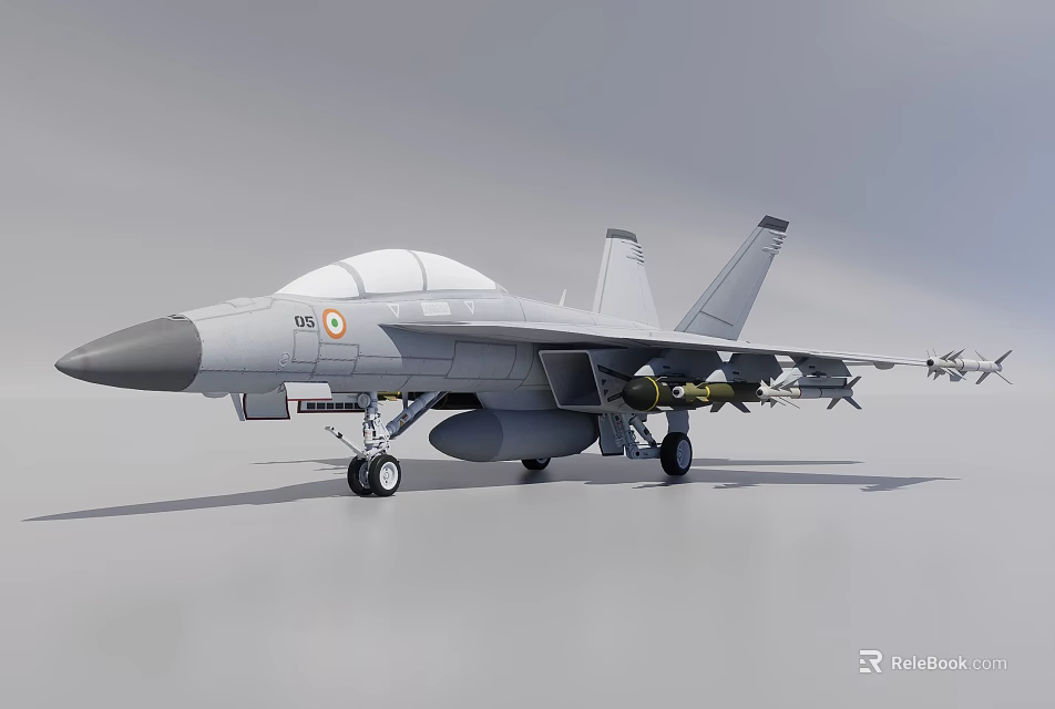 Advanced Military Fighter Jet With Mounted Weapon Systems And Aerodynamic Design 3d model 