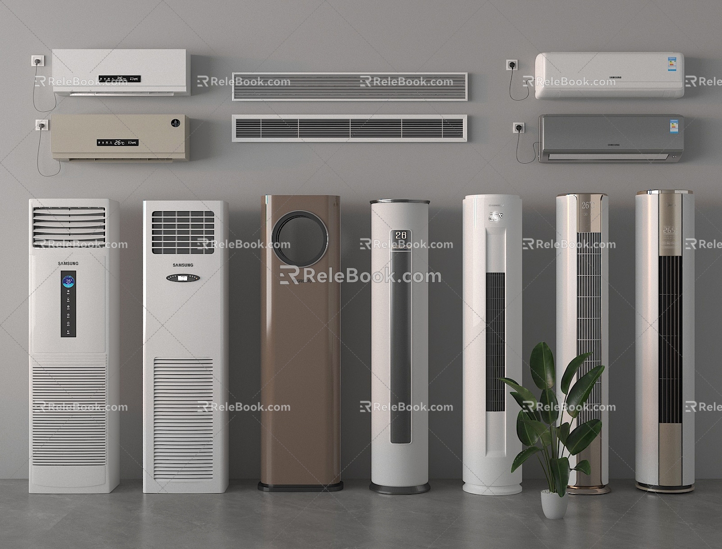 Modern air conditioner combined wall-mounted air conditioner vertical air conditioner outlet 3d model