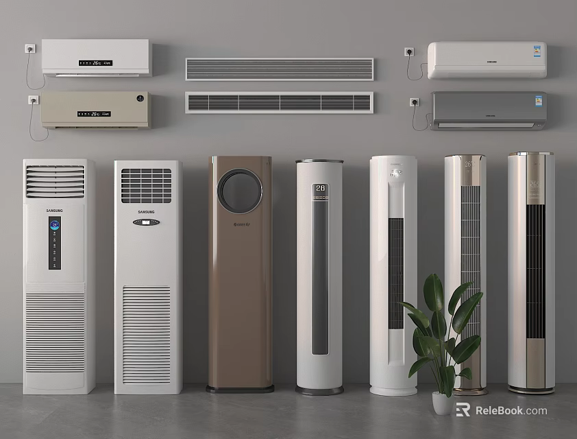 Sleek Modern Air Conditioner Fan Designs With Various Styles For Home Indoor Use 3d model 